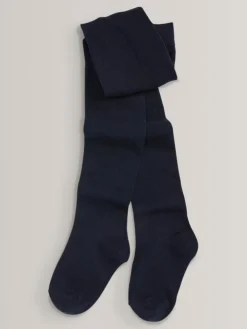 Next Navy Blue Regular Length 3 Pack Cotton Rich School Tights^ Baby Girls|Socks & Tights