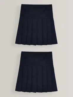 Next Navy Blue Regular Waist 2 Pack Pleated School Skirts (3-16yrs)^ Shorts & Skirts