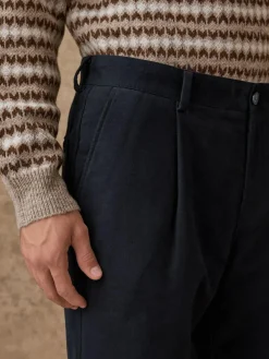 Hot Next Relaxed Fit Cotton Suit Trousers Navy Blue