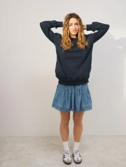 Hot Next Navy Blue Relaxed Fit Essentials Longline Sweatshirt with Pockets