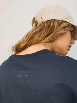 Hot Next Navy Blue Relaxed Fit Essentials Longline Sweatshirt with Pockets