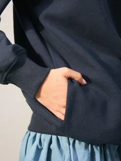 Hot Next Navy Blue Relaxed Fit Essentials Longline Sweatshirt with Pockets