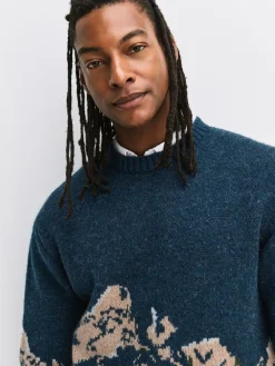 Next Navy Blue Relaxed Fit Knitted Mountain Landscape Crew Neck Jumper^ Nightwear|Knitwear