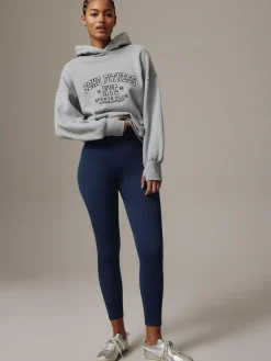 Online Next Navy Blue Ribbed Seamless High Waist Leggings