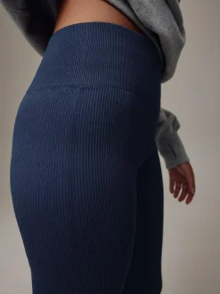 Online Next Navy Blue Ribbed Seamless High Waist Leggings