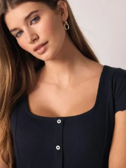 Next Short Sleeve Jersey Button Through Maxi Dress^Women Dresses|Occasion Dresses