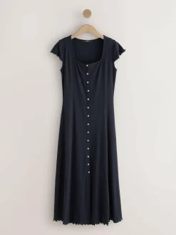 Next Short Sleeve Jersey Button Through Maxi Dress^Women Dresses|Occasion Dresses