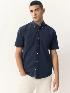 Next Navy Blue Short Sleeve Oxford Shirt^ Shirts