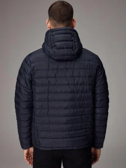 Discount Next Shower Resistant Lightweight Hooded Puffer Coat Jacket Navy Blue