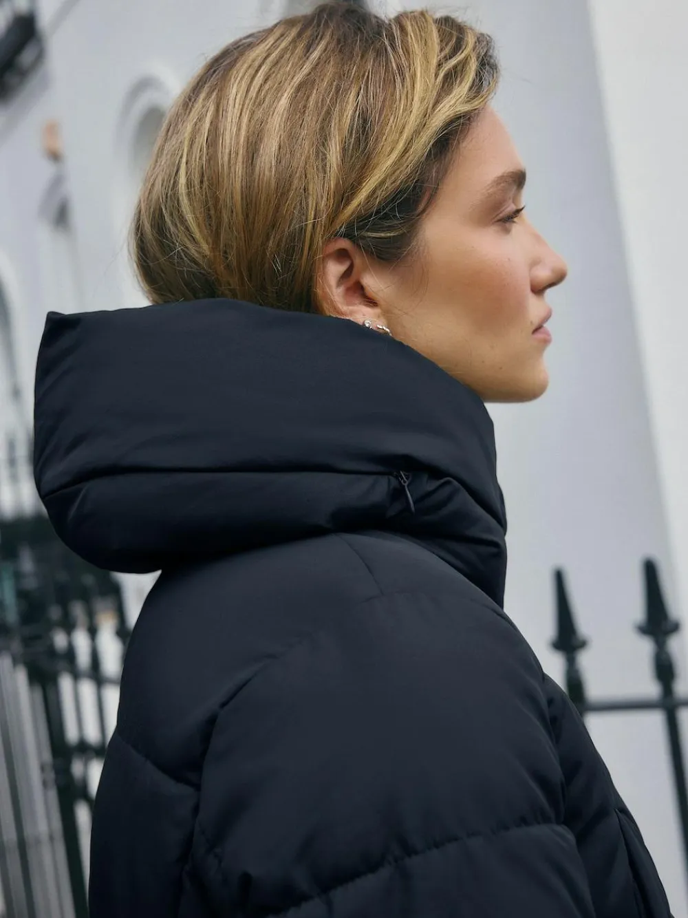 Clearance Next Navy Blue Shower Resistant Padded Hooded Longline Coat