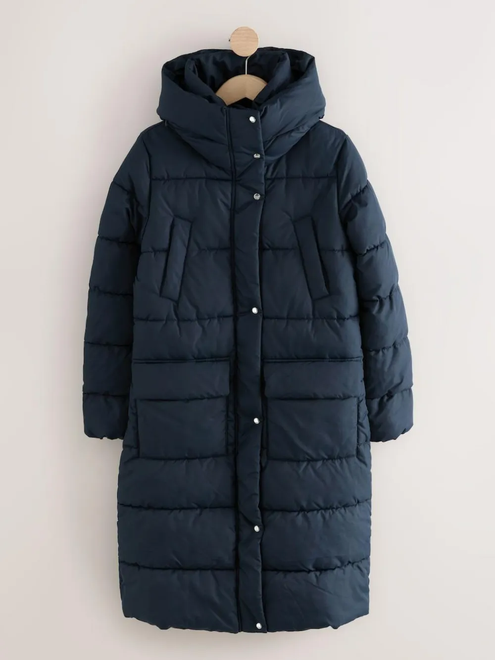 Clearance Next Navy Blue Shower Resistant Padded Hooded Longline Coat