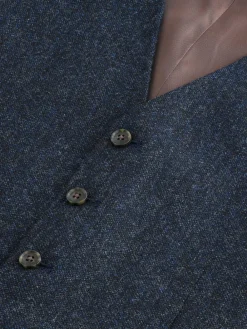 Discount Next Signature Abraham Moon 100% British Wool Donegal Suit Waistcoat Navy Blue