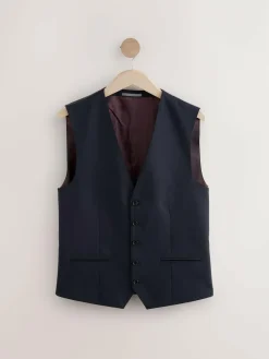 Online Next Navy Blue Signature Nova Fides Wool Waistcoat