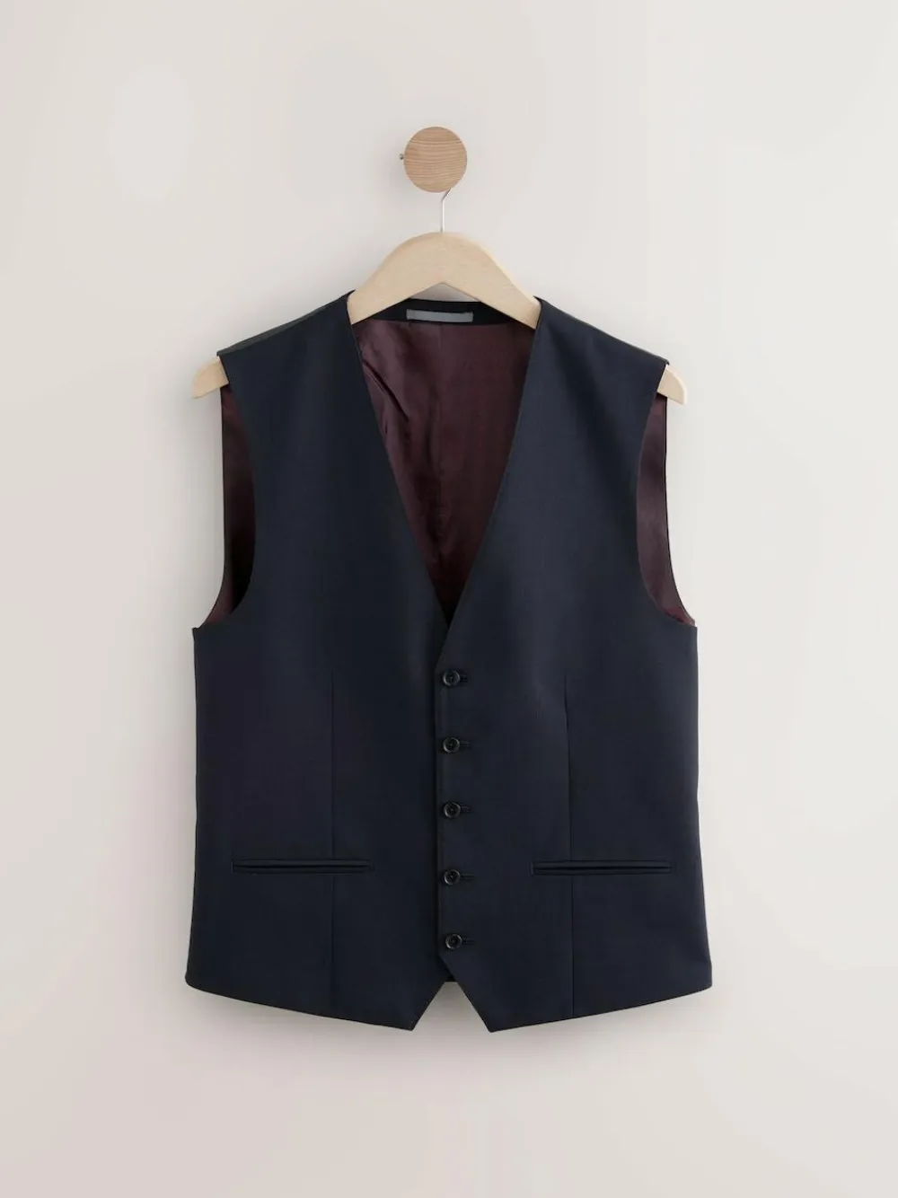 Online Next Navy Blue Signature Nova Fides Wool Waistcoat