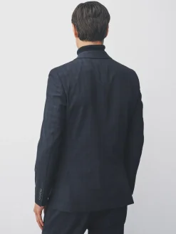 Clearance Next Navy Blue Slim Fit Check Suit Jacket