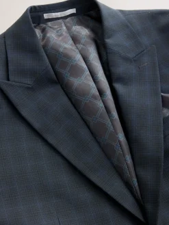 Clearance Next Navy Blue Slim Fit Check Suit Jacket