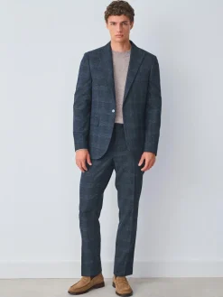 Next Navy Blue Slim Fit Check Suit Jacket^ Blue Suits