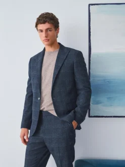 Next Navy Blue Slim Fit Check Suit Jacket^ Blue Suits