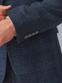 Next Navy Blue Slim Fit Check Suit Jacket^ Blue Suits