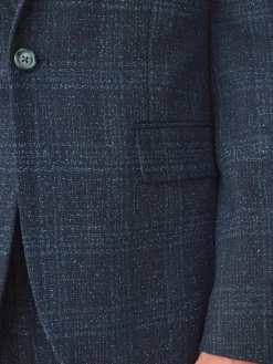 Next Navy Blue Slim Fit Check Suit Jacket^ Blue Suits
