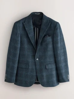 Next Navy Blue Slim Fit Check Suit Jacket^ Blue Suits