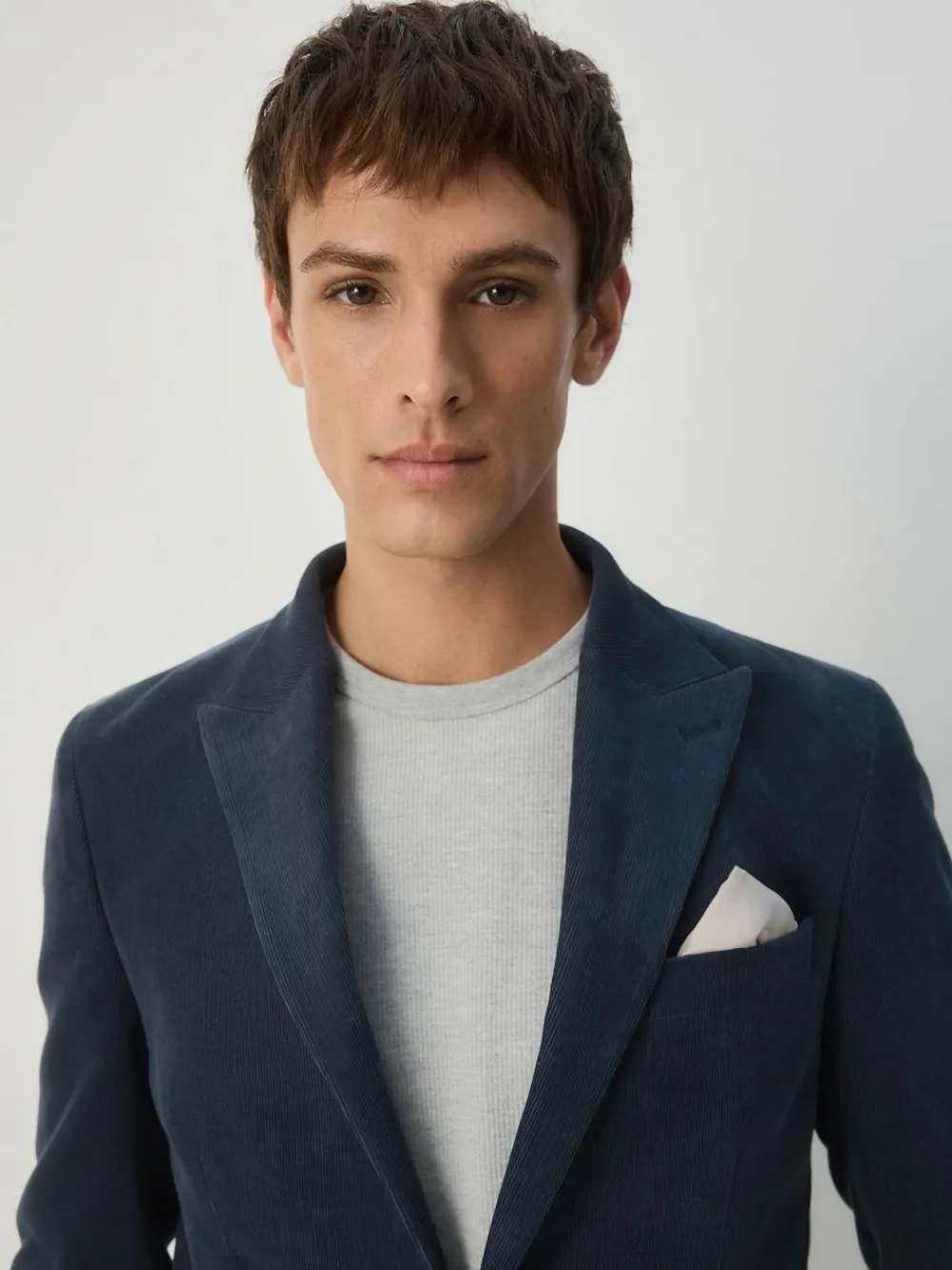 Hot Next Slim Fit Corduroy Suit Jacket Navy Blue