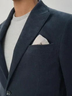 Hot Next Slim Fit Corduroy Suit Jacket Navy Blue