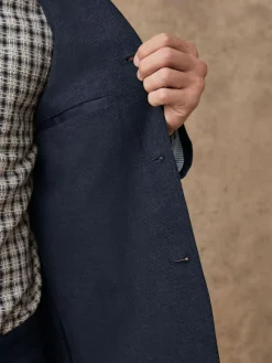 Next Navy Blue Slim Fit Cotton Blend Texture Suit Jacket^ Blue Suits