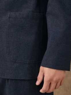 Next Navy Blue Slim Fit Cotton Blend Texture Suit Jacket^ Blue Suits