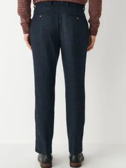 Outlet Next Slim Fit Herringbone Wool Blend Suit Trousers Navy Blue