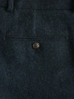 Outlet Next Slim Fit Herringbone Wool Blend Suit Trousers Navy Blue