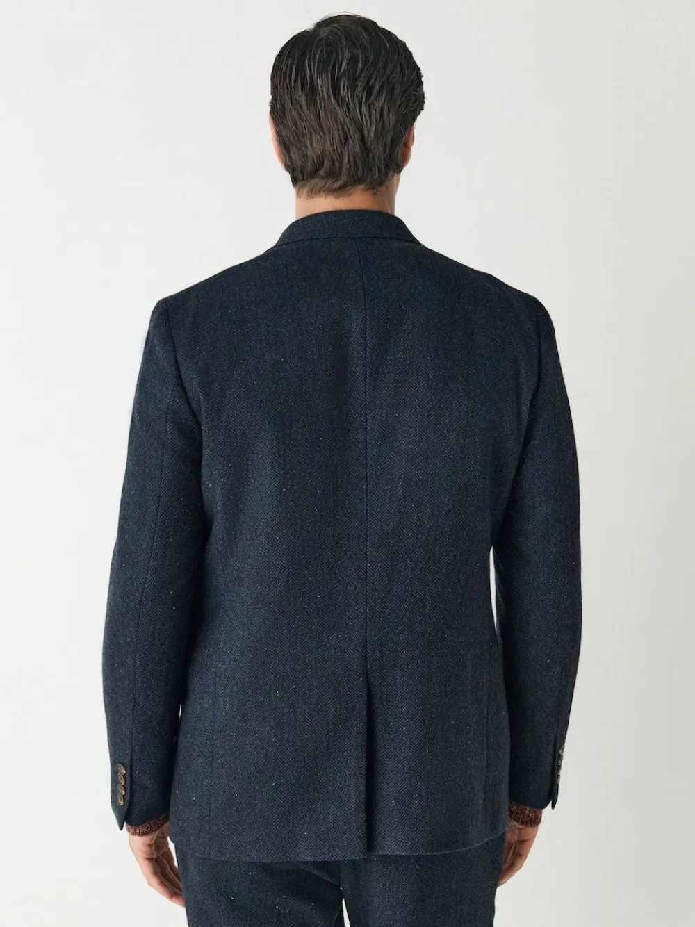 Clearance Next Slim Fit Herringbone Wool Blend Suit Jacket Navy Blue