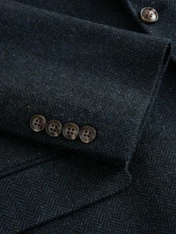 Clearance Next Slim Fit Herringbone Wool Blend Suit Jacket Navy Blue