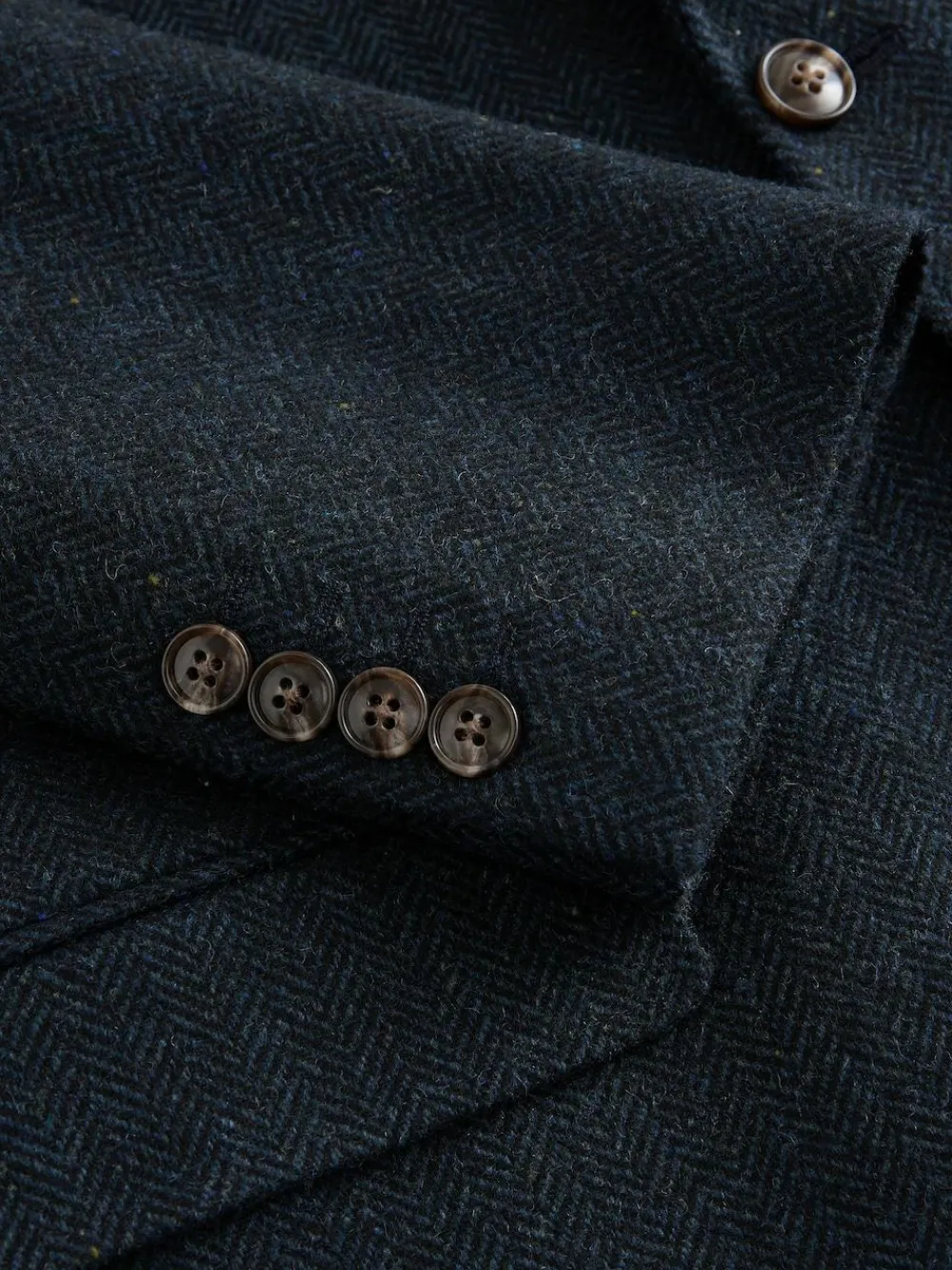 Clearance Next Slim Fit Herringbone Wool Blend Suit Jacket Navy Blue