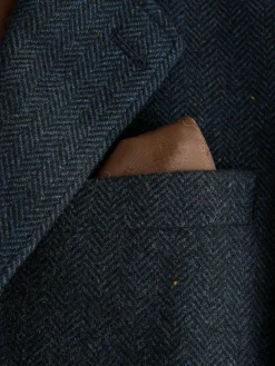 Clearance Next Slim Fit Herringbone Wool Blend Suit Jacket Navy Blue