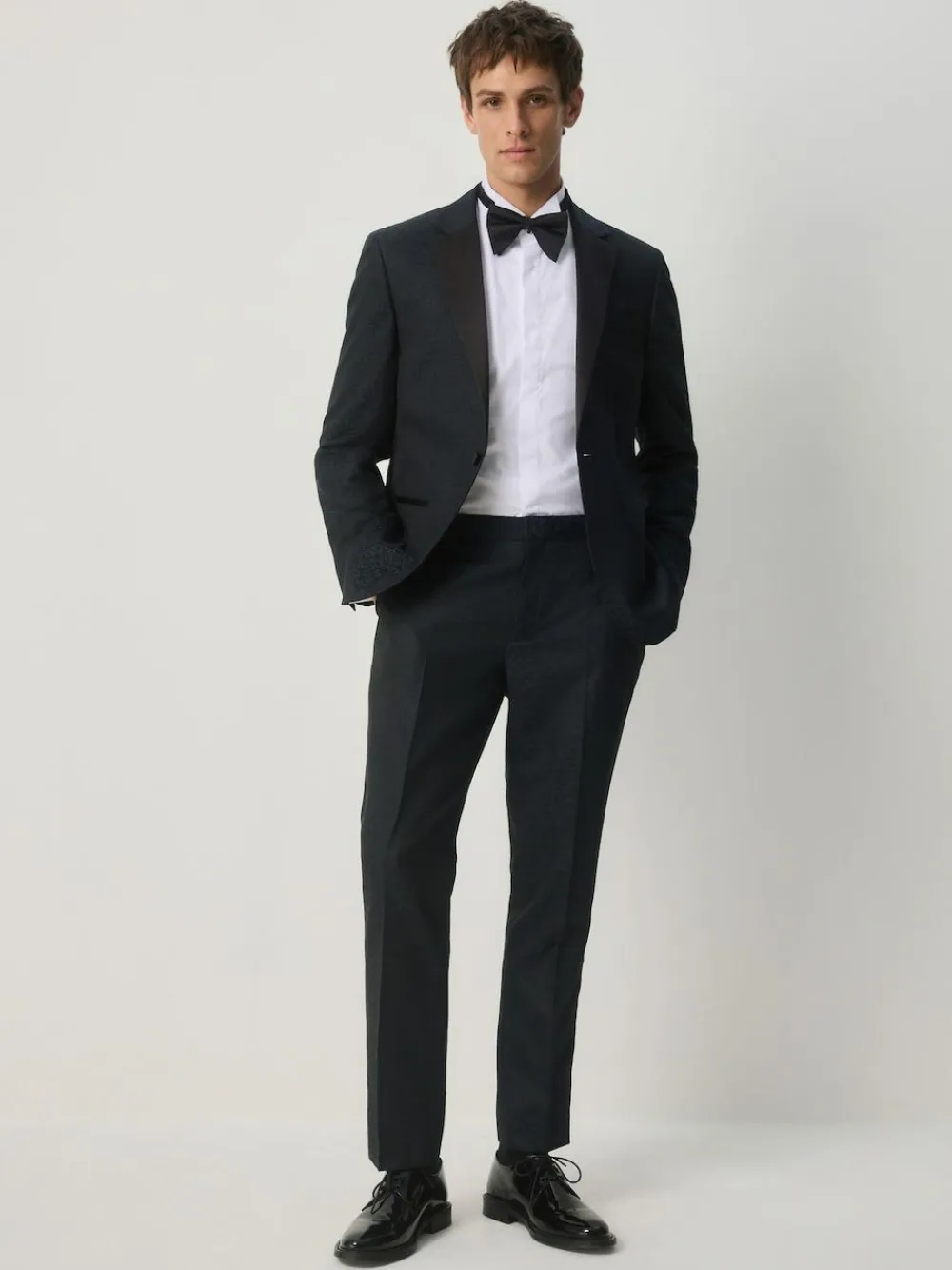 Next Navy Blue Slim Fit Jacquard Pattern Tuxedo Suit Jacket^ Blue Suits