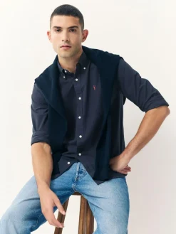 Clearance Next Navy Blue Slim Fit Long Sleeve Oxford Shirt