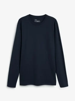 Online Next Slim Fit Long Sleeve Crew Neck T-Shirt Navy Blue