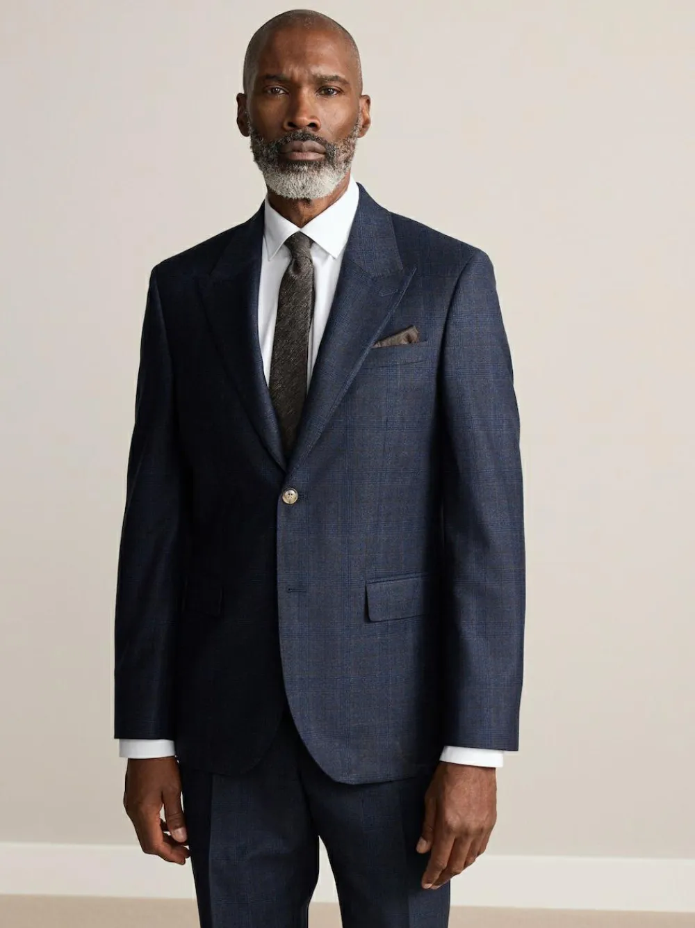 Next Navy Blue Slim Fit Signature Marzotto 100% Italian Wool Check Suit Jacket^ Blue Suits