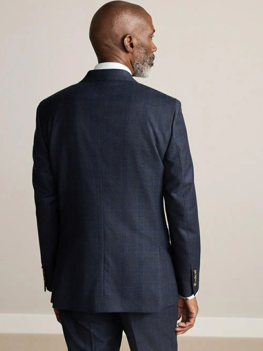 Next Navy Blue Slim Fit Signature Marzotto 100% Italian Wool Check Suit Jacket^ Blue Suits