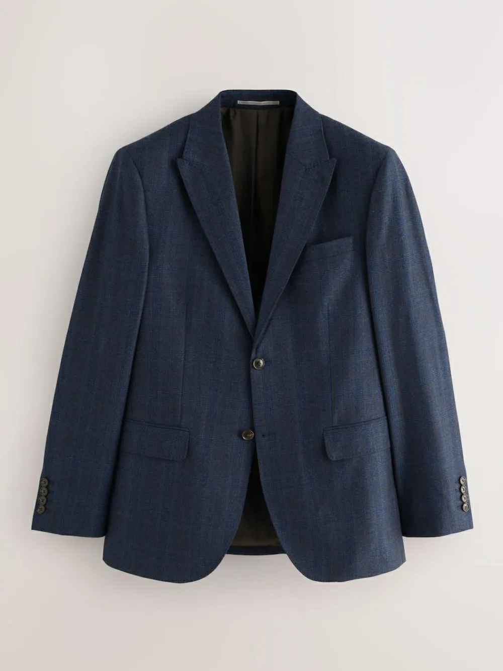 Next Navy Blue Slim Fit Signature Marzotto 100% Italian Wool Check Suit Jacket^ Blue Suits