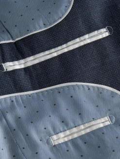 New Next Navy Blue Slim Fit Slim Fit Signature Marzotto 100% Italian Wool Check Suit Jacket