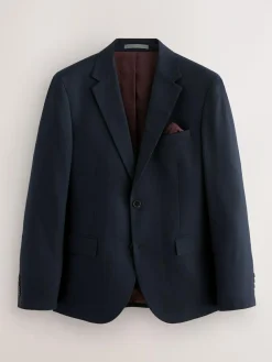 Sale Next Navy Blue Slim Fit Textured Suit Jacket