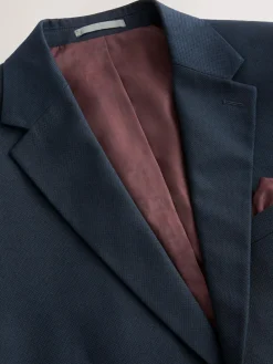 Sale Next Navy Blue Slim Fit Textured Suit Jacket