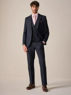 Next Navy Blue Slim Fit Textured Suit Trousers^ Occasionwear|Pants & Chinos