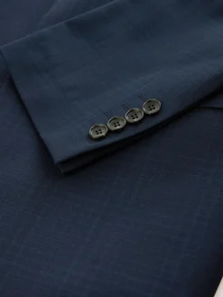 Next Slim Ft Check Suit Jacket^ Blue Suits