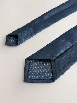 Next Navy Blue Slim Textured Tie^ Ties & Pocket Squares