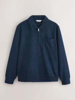 Next Soft Rib Texture Quarter Zip Neck Fleece^ Loungewear