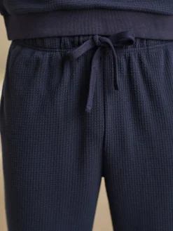 Outlet Next Soft Waffle Long Sleeve Pyjamas Set Navy Blue