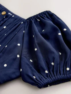 Best Next Short Sleeve Dress (3-16yrs) Navy Blue Spot